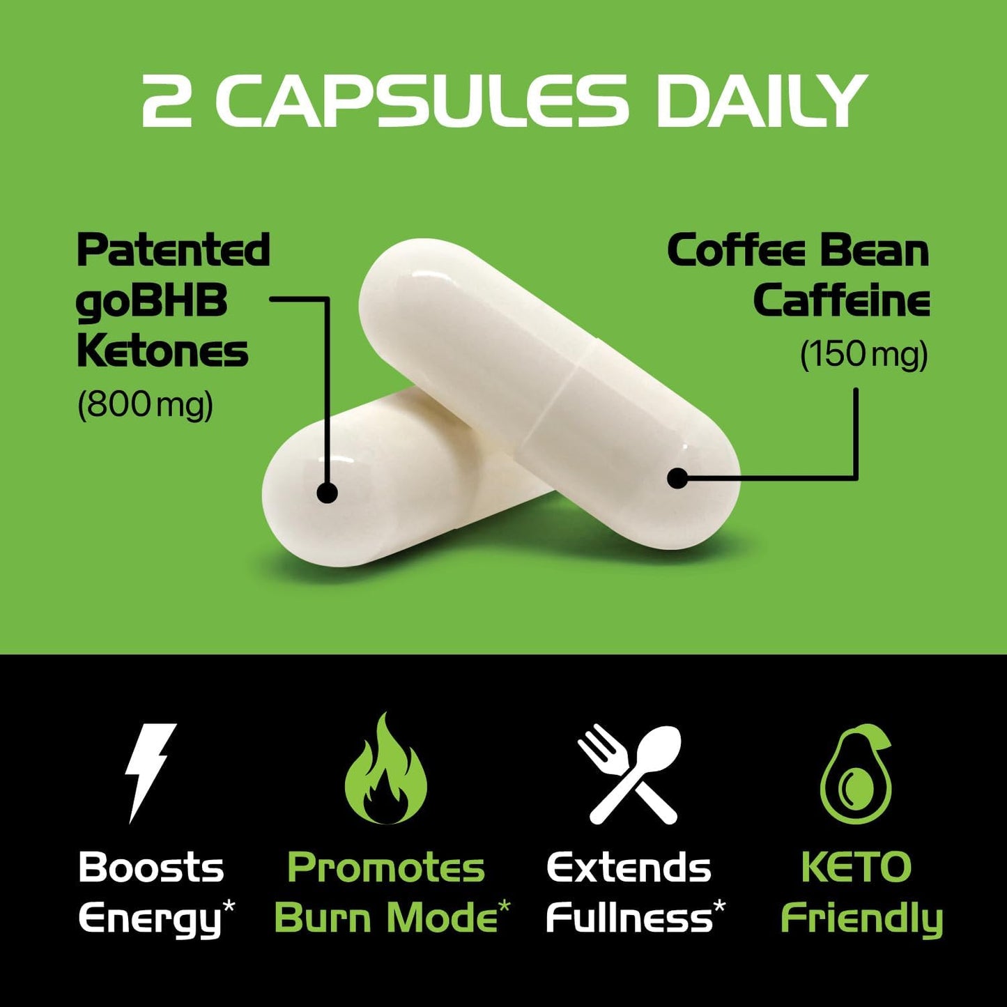 Vegetarian Real Ketones Keto BHB Supplement for Energy, Focus & Ketosis Support - 1 Month Supply with goBHB, Caffeine & Body Sculpting Benefits