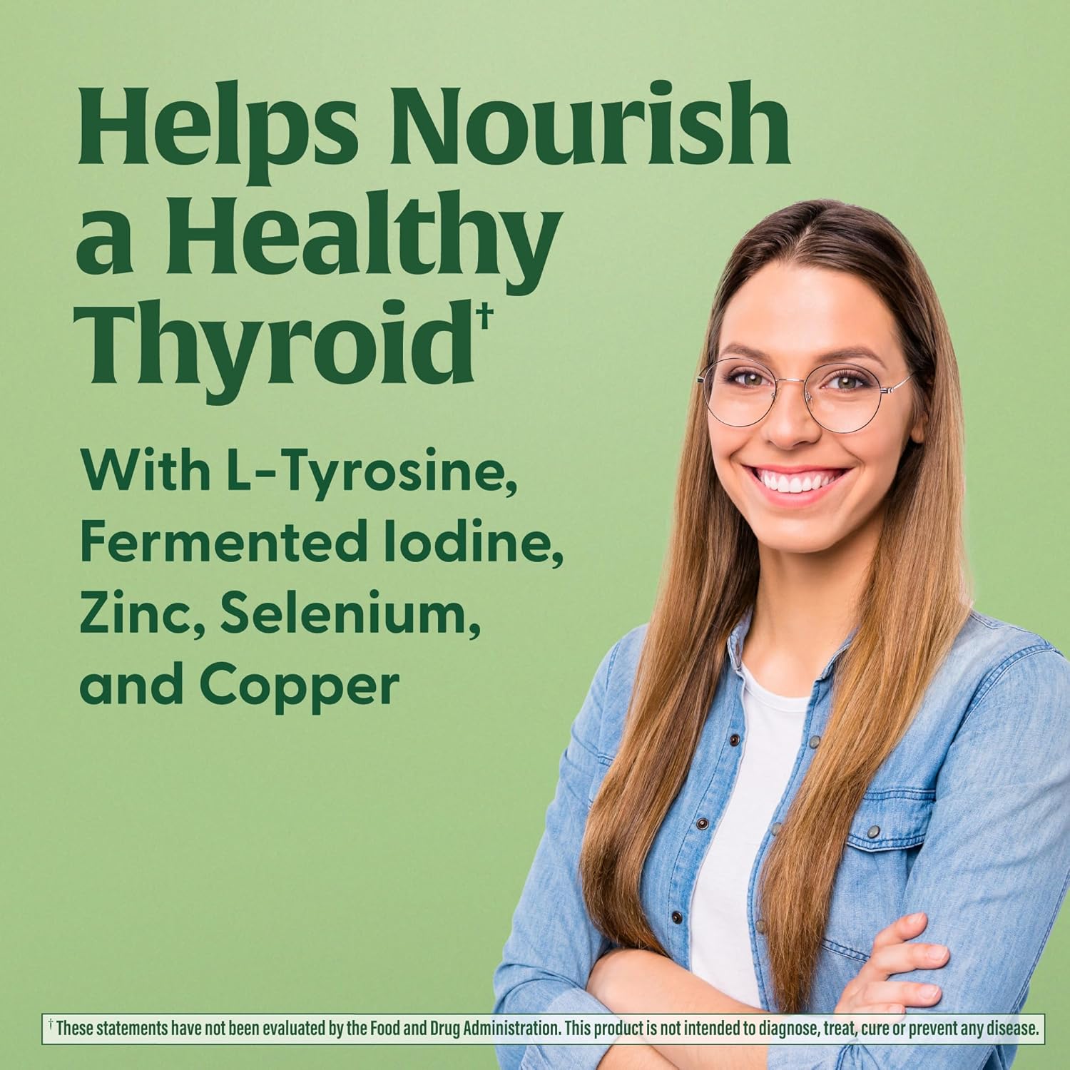 Vegetarian Thyroid Support Supplement with Ashwagandha, Zinc, Selenium, Copper, Iodine, L-Tyrosine - 60 Tabs