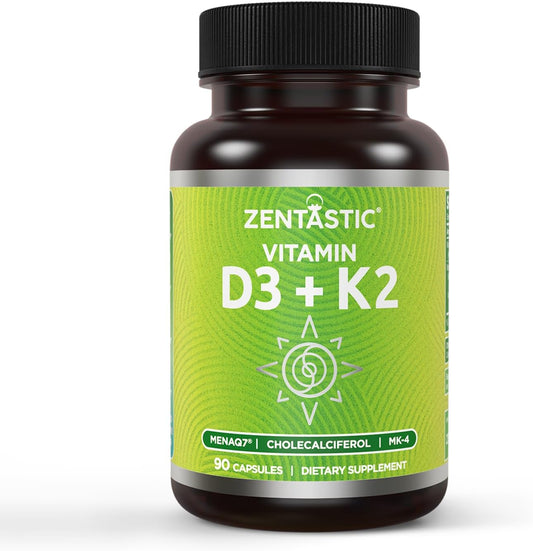 Vegetarian Vitamin D3 K2 Complex Support Supplement, 5000IU & 200mcg, Non-GMO - 90 Capsules