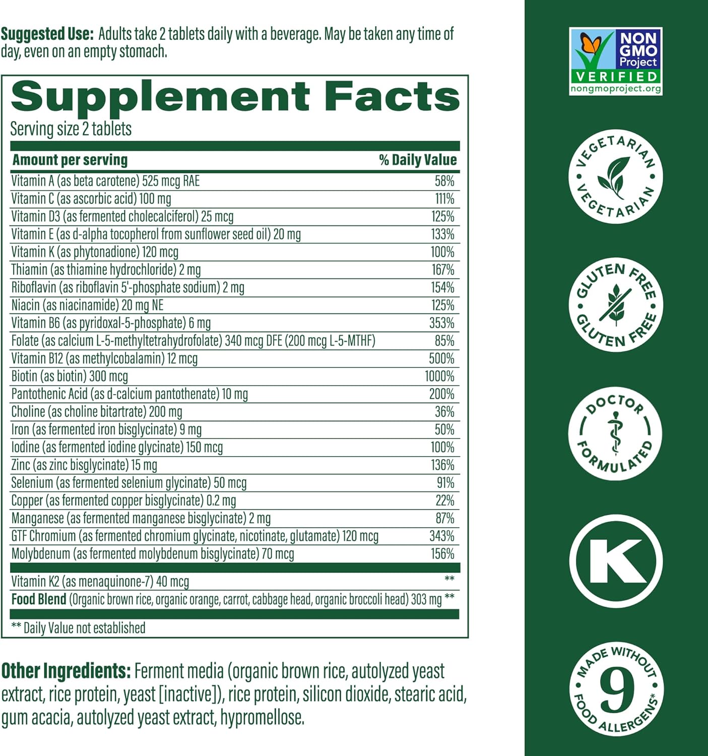 Vegetarian Women's 40+ Advanced Multivitamin - Formulated by Dr - Energy, Brain & Bone Health - 120 Tabs