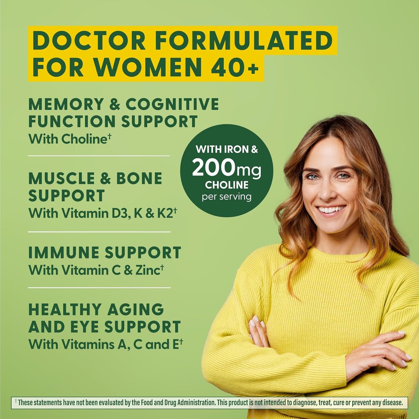 Vegetarian Women's 40+ Advanced Multivitamin - Formulated by Dr - Energy, Brain & Bone Health - 120 Tabs