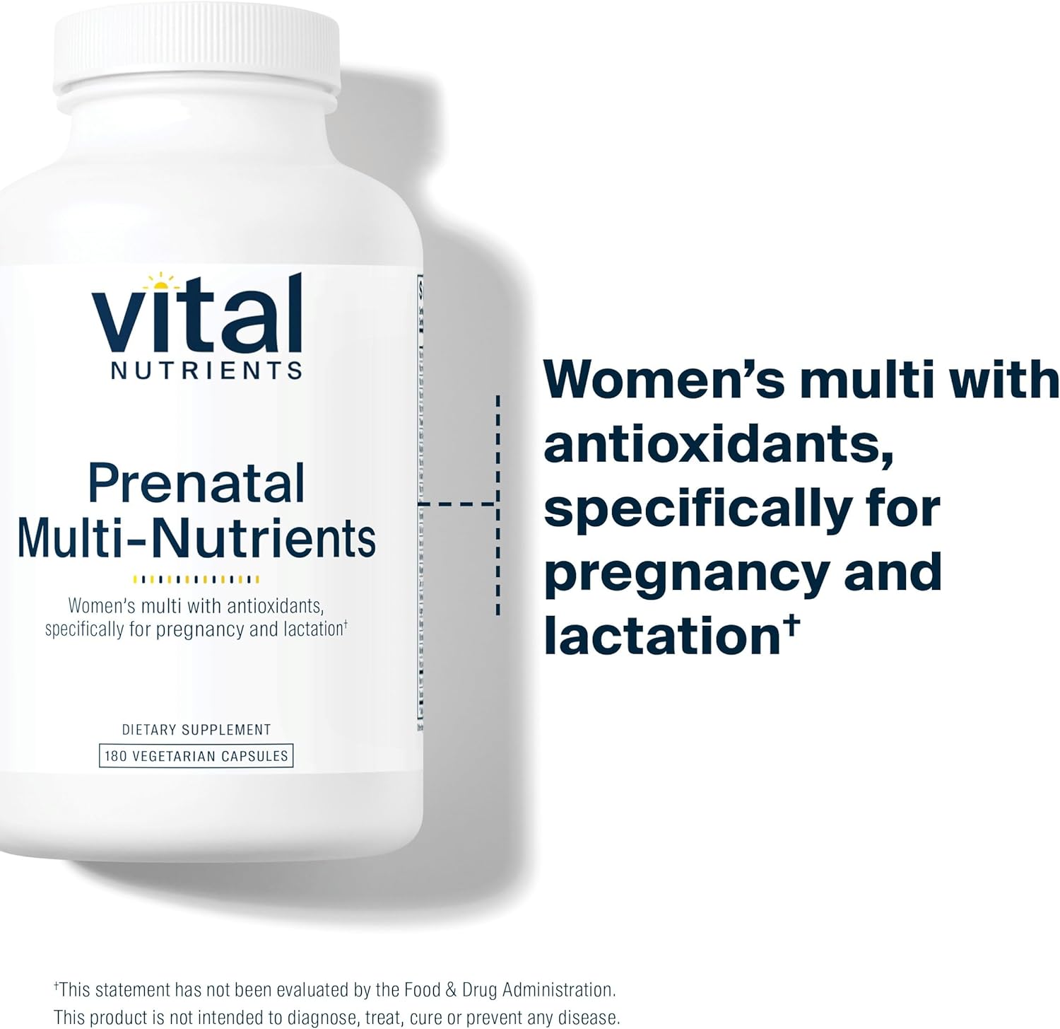 Vegetarian Women's Prenatal Multivitamin with Antioxidants - 180 Capsules, Non-GMO & Gluten-Free
