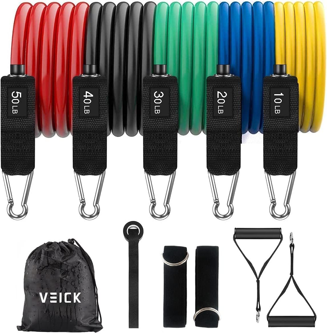 VEICK Resistance Bands with Handles for Men and Women - Exercise Bands for Home Workouts - Fitness Bands for Strength Training