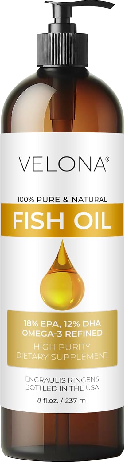 Velona Fish Omega-3 Oil - 8 Fl Oz | Pure Cold Pressed Carrier Oil with Vitamin E, D, Omega-3 | Multi-Purpose for Cooking, Skin, Hair | Natural Results Today