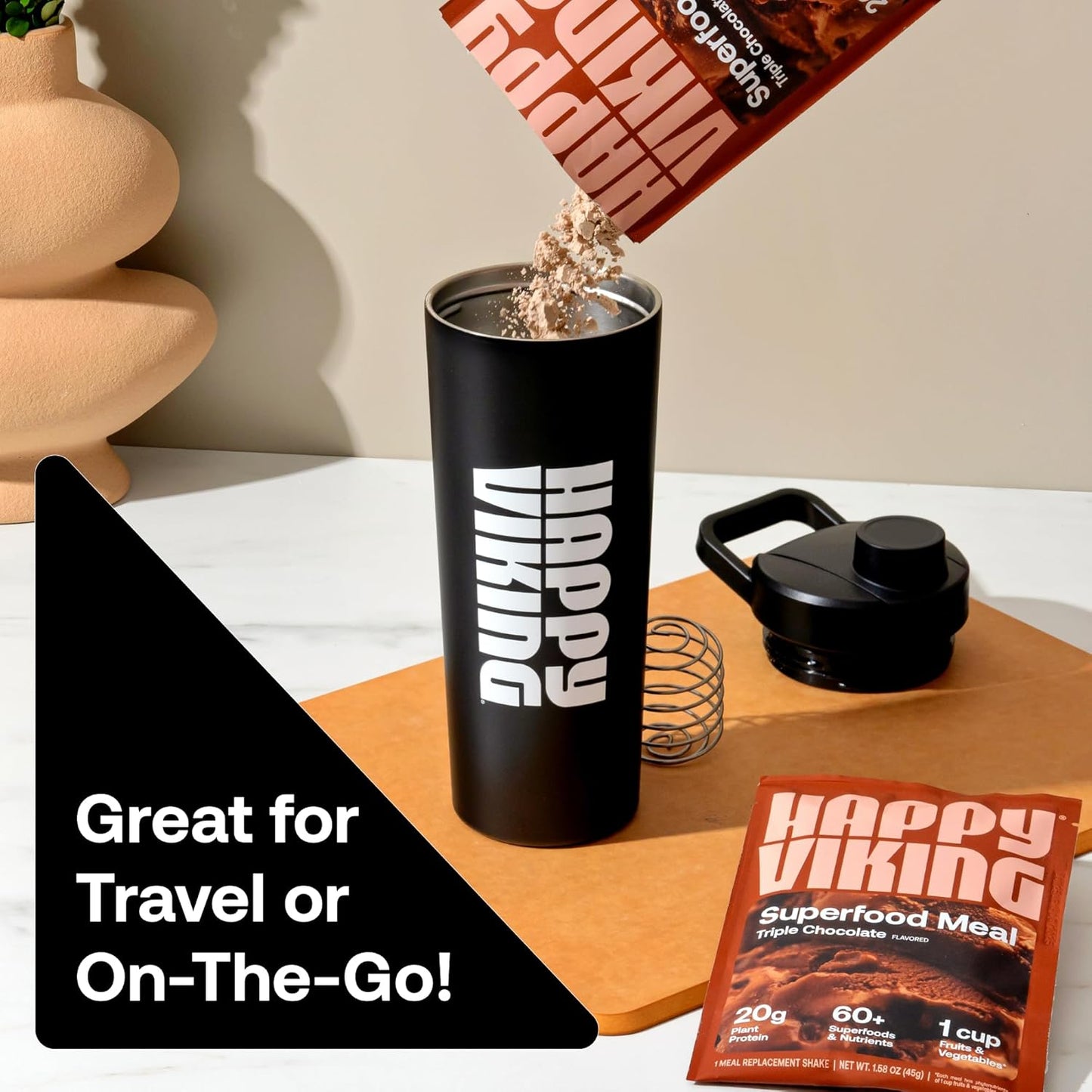 Venus Williams Happy Viking Variety Pack Plant Protein Powder - 20G Protein, Low Carb, Keto, Vegan, Gluten-Free, Non-GMO - Complete Meal Replacement, Superfoods - 8 Single Serve Packs