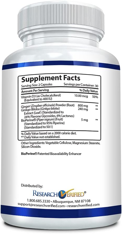 Vertigo Defense Supplement - Relief for Inner Ear Balance - Vitamin D3, Ginger, Ginkgo Biloba - 60 Capsules