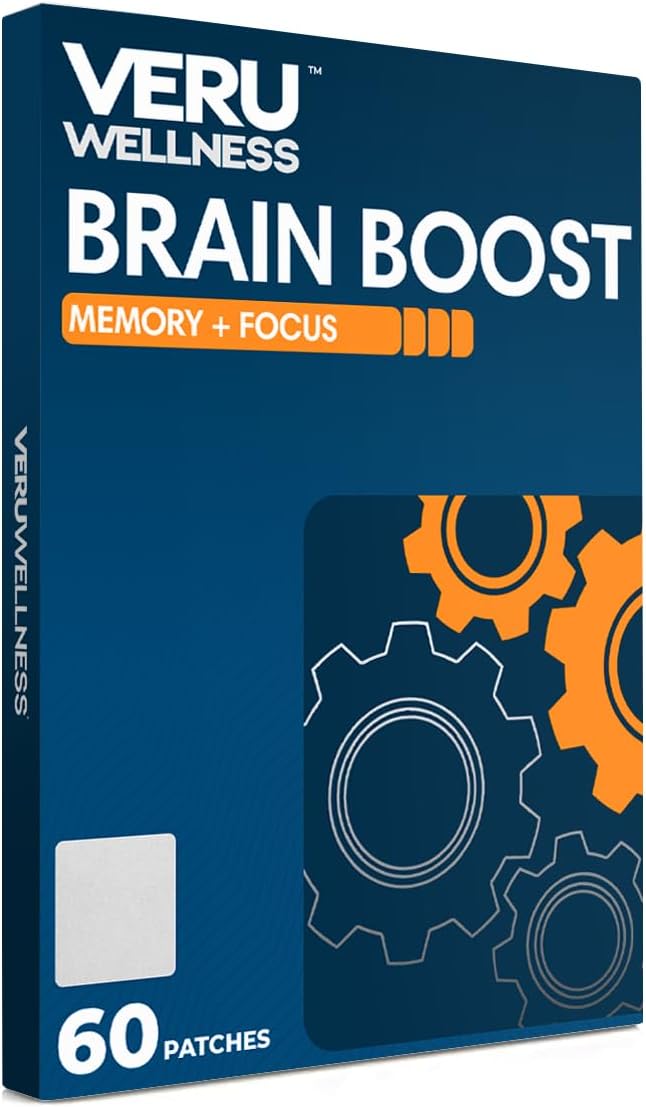 Veru Wellness Brain Boost Cognitive Patch - Enhances Memory, Focus, and Alertness - Ginko Bilboa, Rhodiola Rosea, MCT - 60 Day Supply