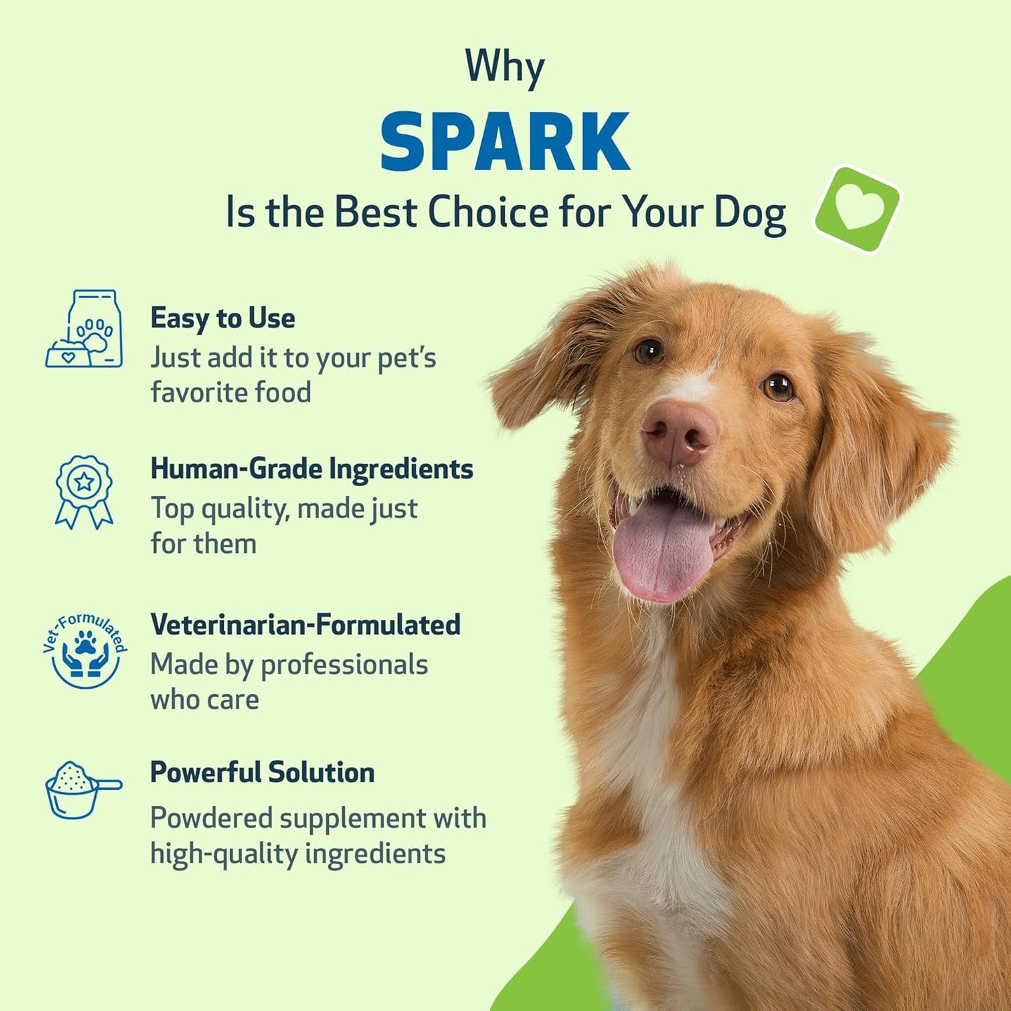 Vet-Formulated Pet Wellbeing Spark Daily Greens Superfood for Dogs & Cats - Probiotics, Enzymes, Antioxidants - 3.53 oz