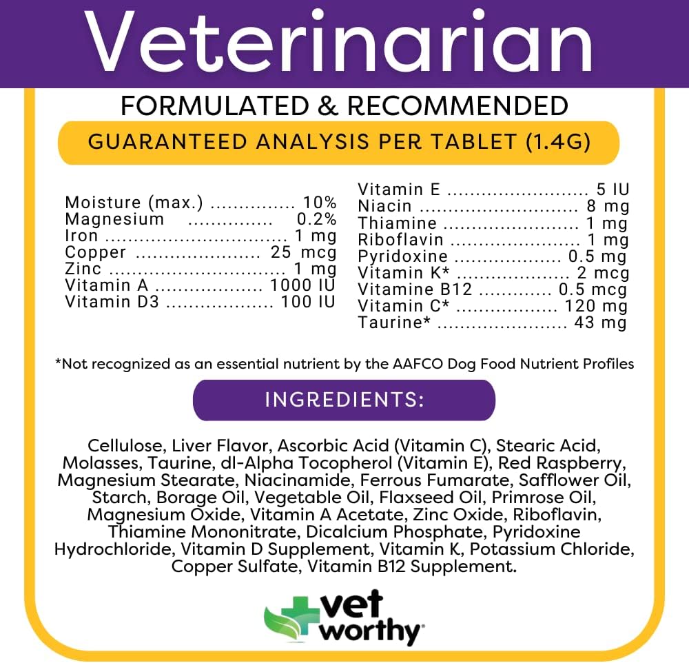 Vet Worthy Puppy Multivitamin Chewable Tablets for Optimal Health & Wellness - Dog Supplement with Essential Nutrients - Liver Flavored, 60 Count