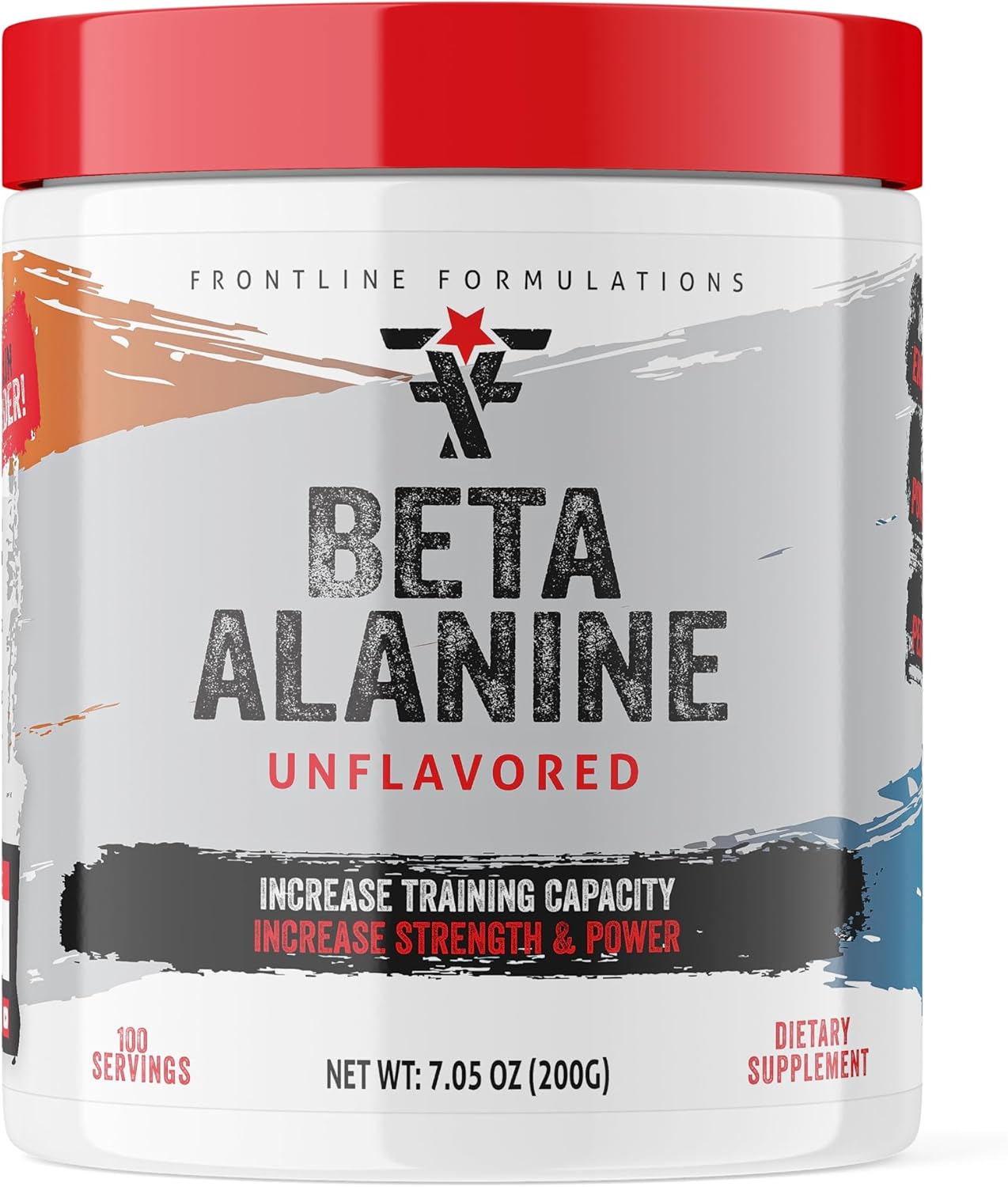 Veteran-Owned FRONTLINE FORMULATIONS Beta Alanine Unflavored Essential for Endurance and Recovery (100 Servings)