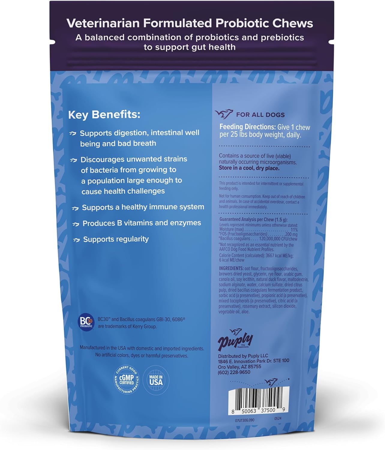 Veterinarian-Formulated Duck Flavored Soft Chews with Prebiotic Fiber - Supports Dog Digestion, Immunity, Allergy Relief - 90 Count