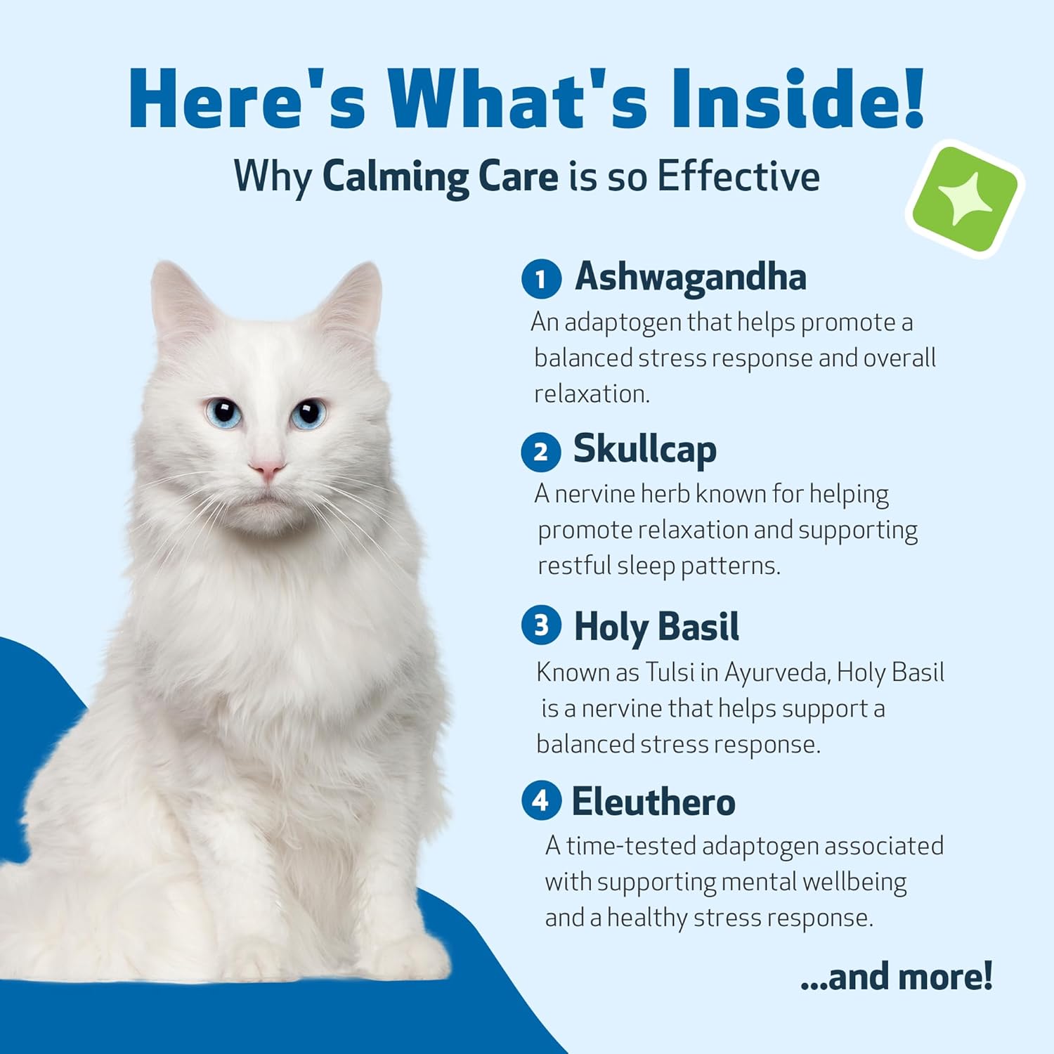 Veterinarian-Formulated Herbal Supplement for Cats - Calming Support with Adaptogens, Ashwagandha, Holy Basil - Emotional Balance and Relaxation - 2 oz