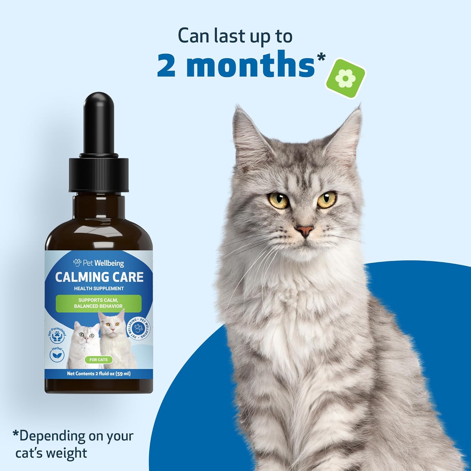 Veterinarian-Formulated Herbal Supplement for Cats - Calming Support with Adaptogens, Ashwagandha, Holy Basil - Emotional Balance and Relaxation - 2 oz