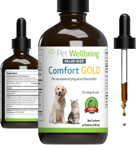 Veterinarian-Formulated Herbal Supplement for Dogs - Comfort Gold Supports Canine Physical Comfort, Healthy Circulation - 4 oz