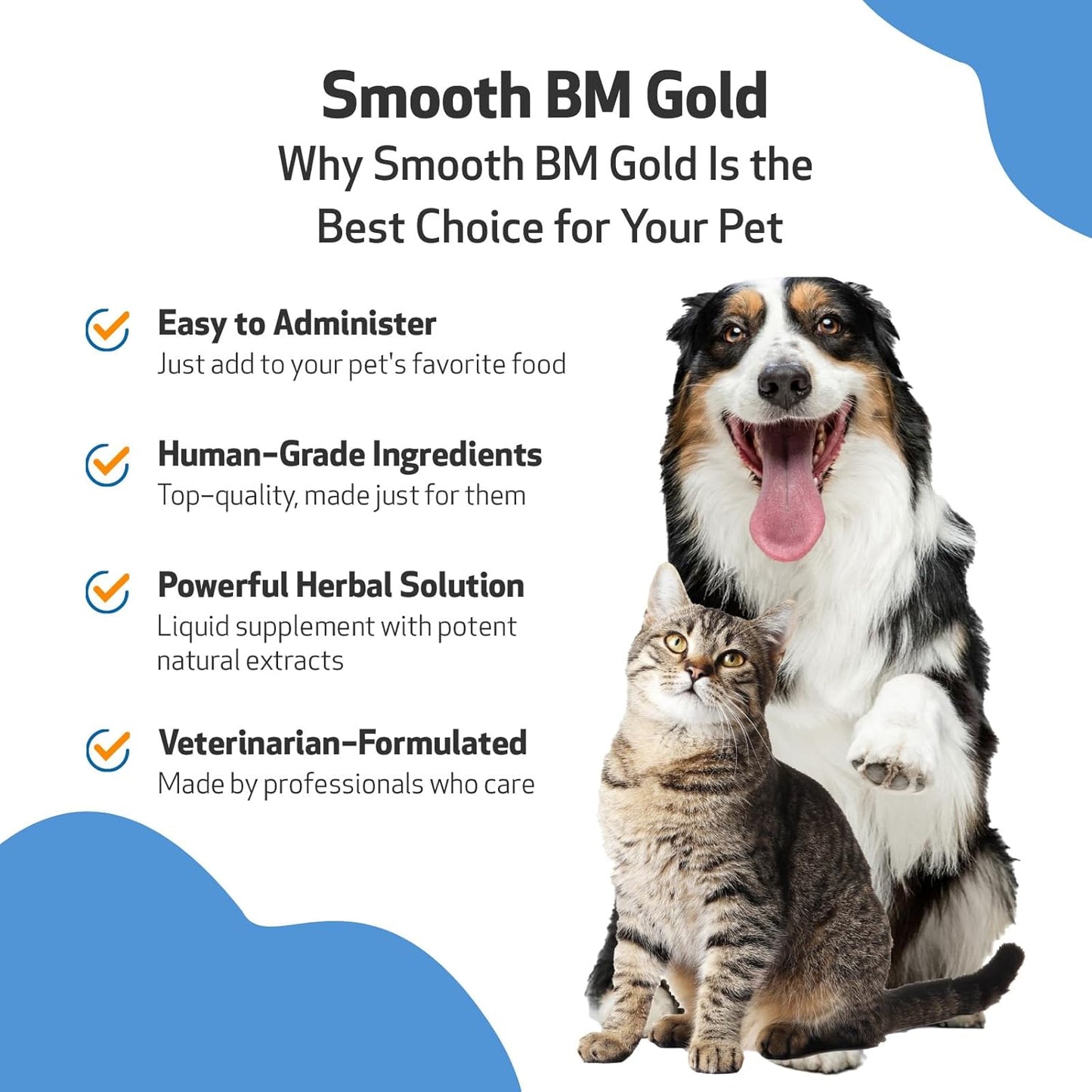 Veterinarian-Formulated Herbal Supplement for Dogs & Cats - Smooth BM Gold for Healthy Bowel Movements, Gastrointestinal Health - Triphala - 4 oz