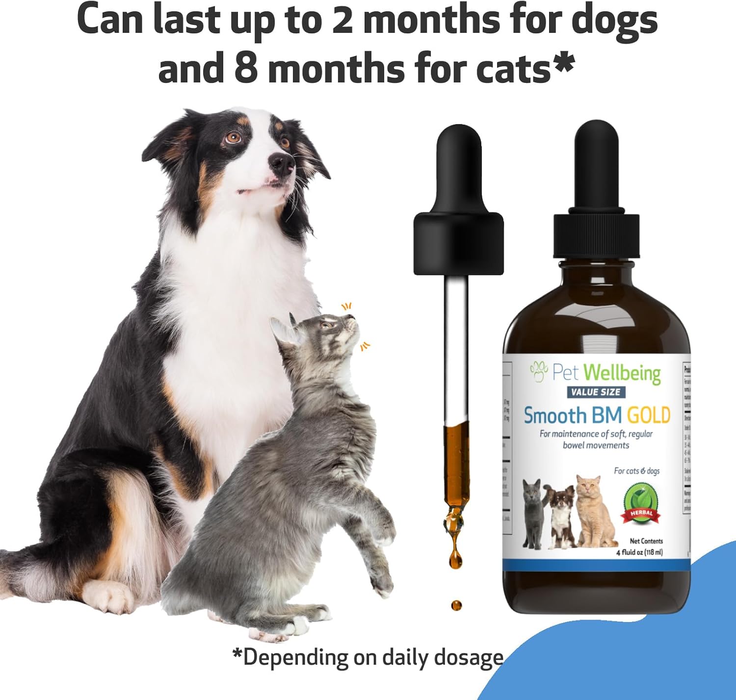 Veterinarian-Formulated Herbal Supplement for Dogs & Cats - Smooth BM Gold for Healthy Bowel Movements, Gastrointestinal Health - Triphala - 4 oz