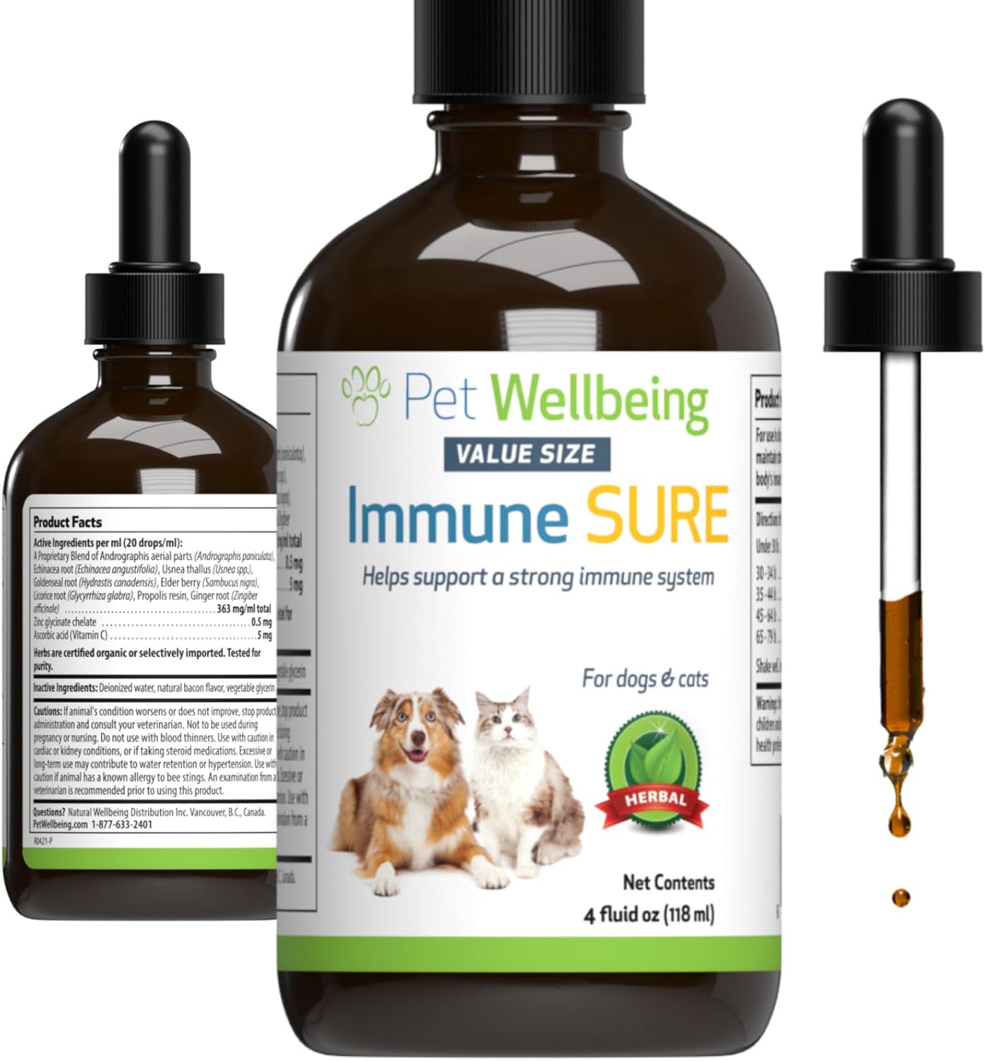 Veterinarian-Formulated Pet Wellbeing Immune Support Supplement for Dogs - Boosts Immune Defenses, Gut Health, Andrographis, Echinacea, Vitamin C, Zinc - 4 oz