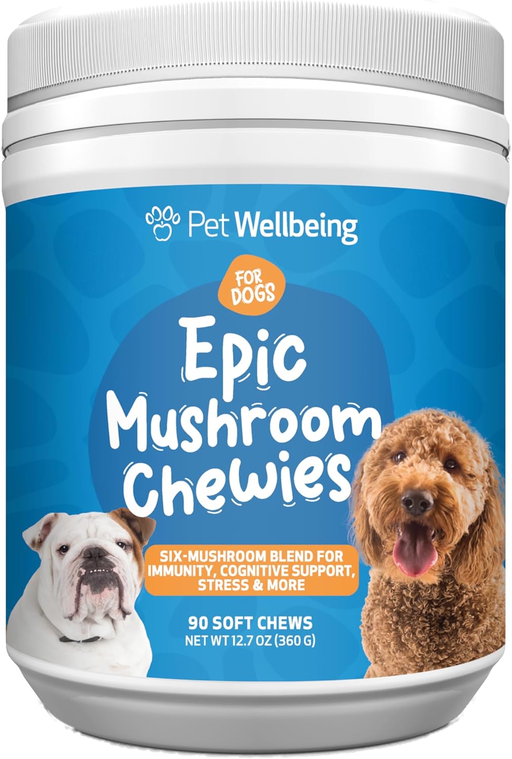 Veterinarian-Formulated Pet Wellbeing Mushroom Chewies for Dogs - Immune & Cognitive Health Support with Reishi, Chaga, Lion's Mane - 90 Soft Chews