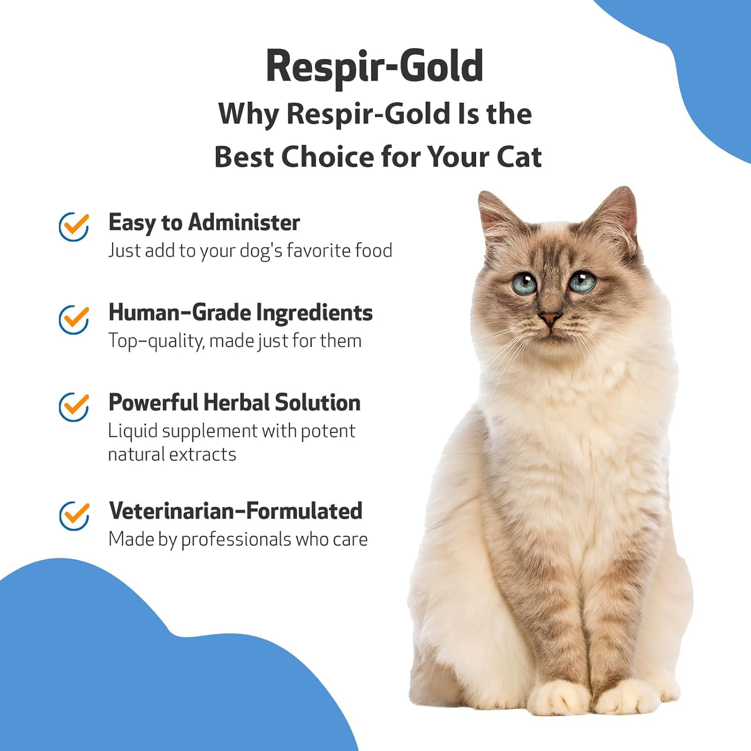 Veterinarian-Formulated Pet Wellbeing Respir-Gold Herbal Supplement for Cats - Promotes Healthy Breathing and Respiratory Support with Black Cumin, Horehound, and Grindelia - 2 oz