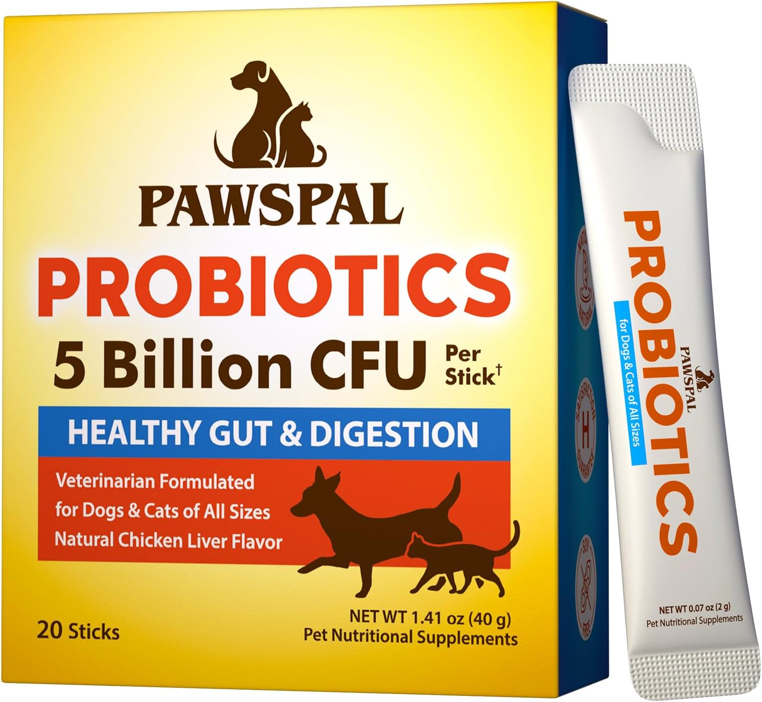 Veterinarian Formulated Probiotic Powder for Dogs and Cats, 5 Billion CFU, Chicken Liver Flavor, Supports Digestive & Immune Health