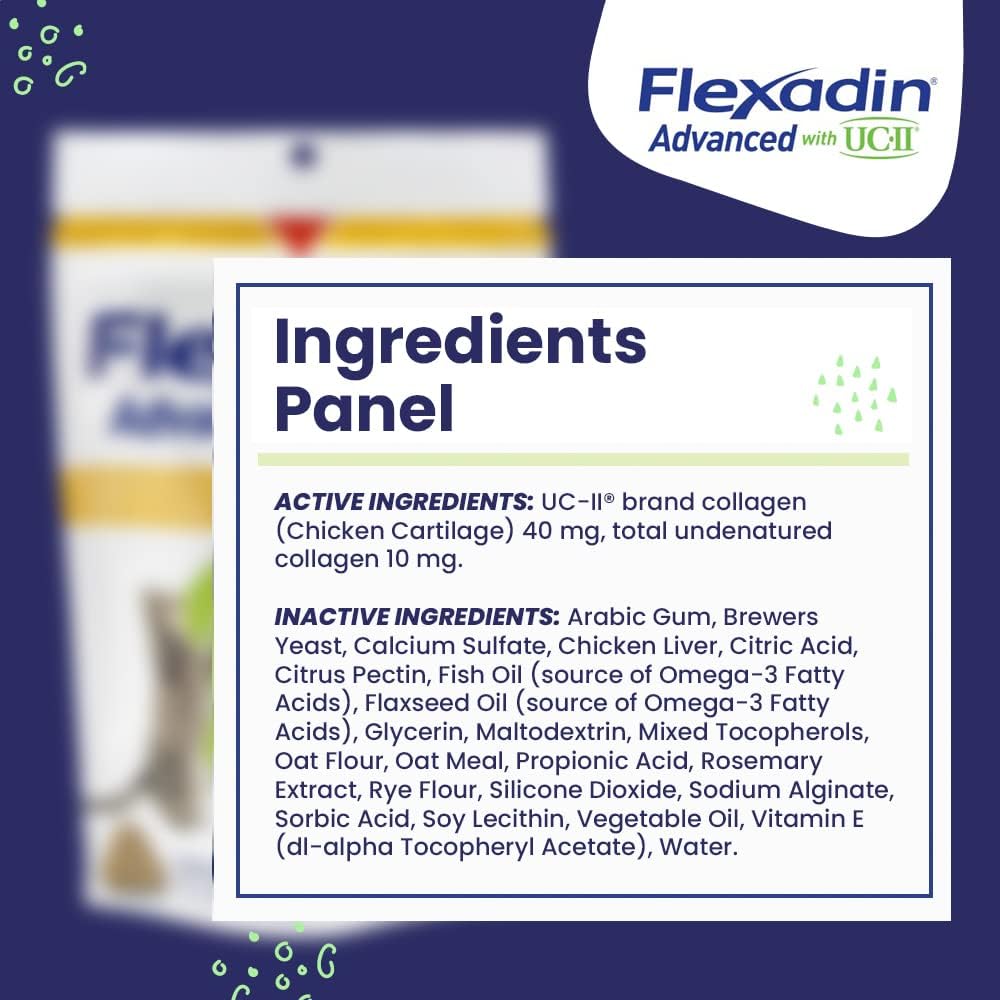 Vetoquinol Flexadin Advanced Hip and Joint Supplement for Dogs and Cats with UC-II Collagen - Vet-Approved Formula, 30 Chews - BoostGo Australia
