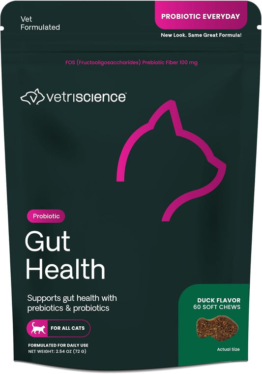 VetriScience Extra Strength Probiotics for Cats & Dogs, Digestion & Immune Support, 120 Million CFU, 60 Chews