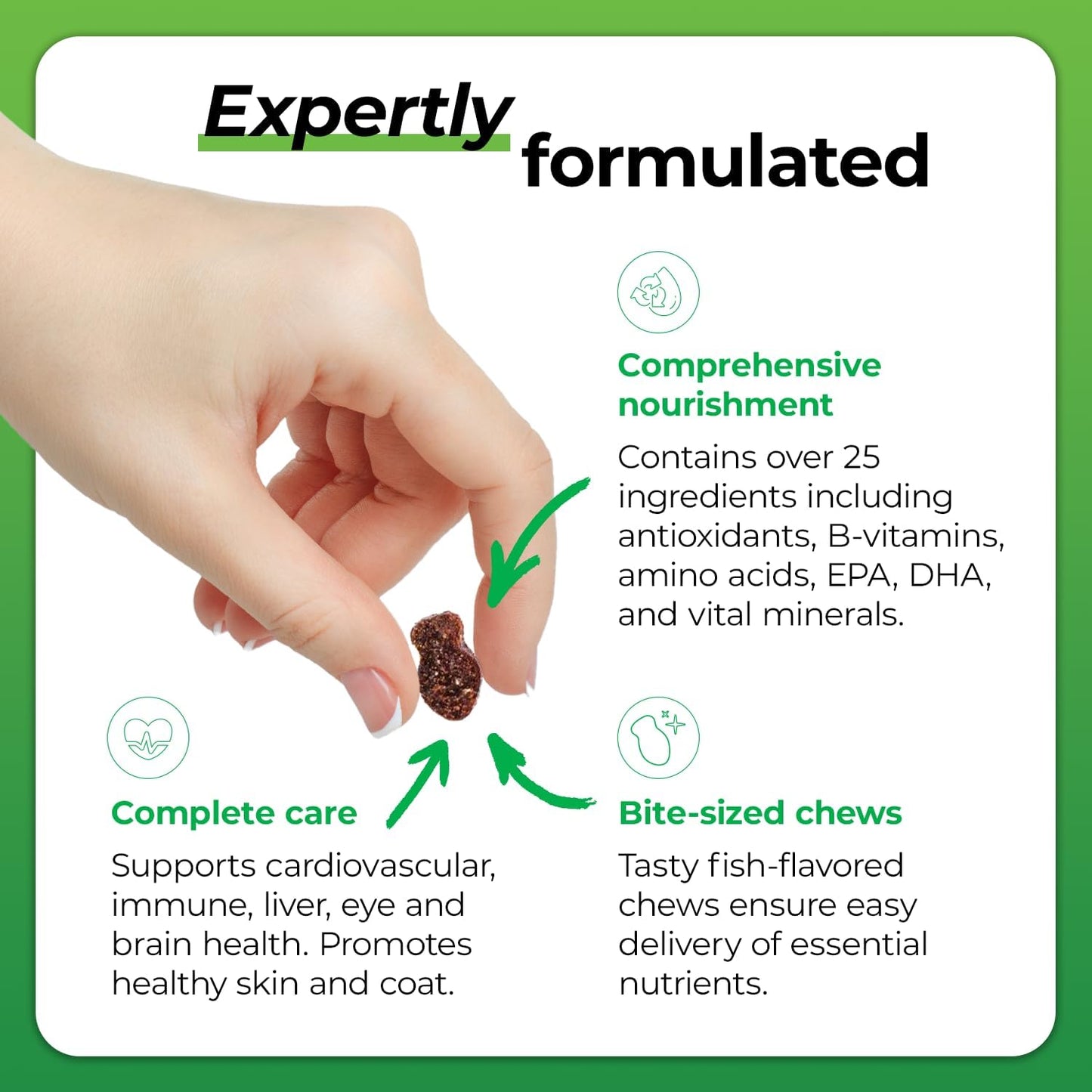 VetriScience Nu Cat Senior Multivitamin Chews with Lysine - 30 Count - Supports Heart, Eye, Brain Function, Immunity, Liver Health in Senior Cats