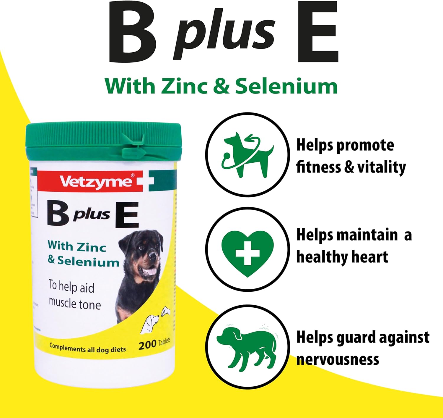 Vetzyme Dog Vitamin B and E Supplement Tablets - 200 Count
