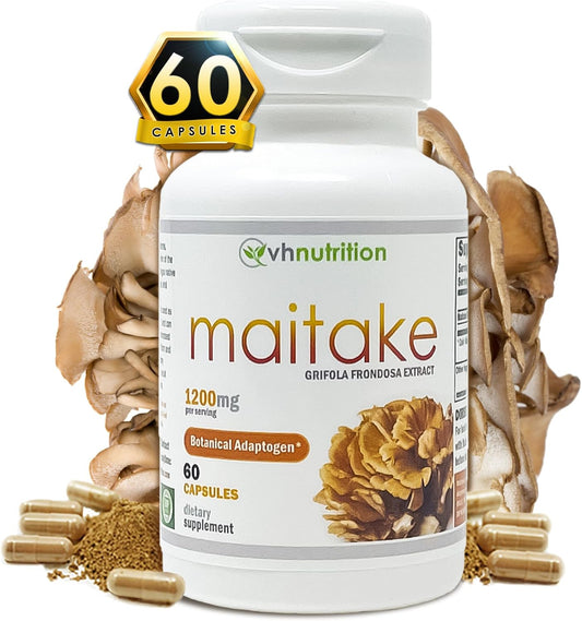 VH Nutrition MAITAKE Mushroom Capsules - 1200mg Per Serving - Immune Health Support - 60 Capsules