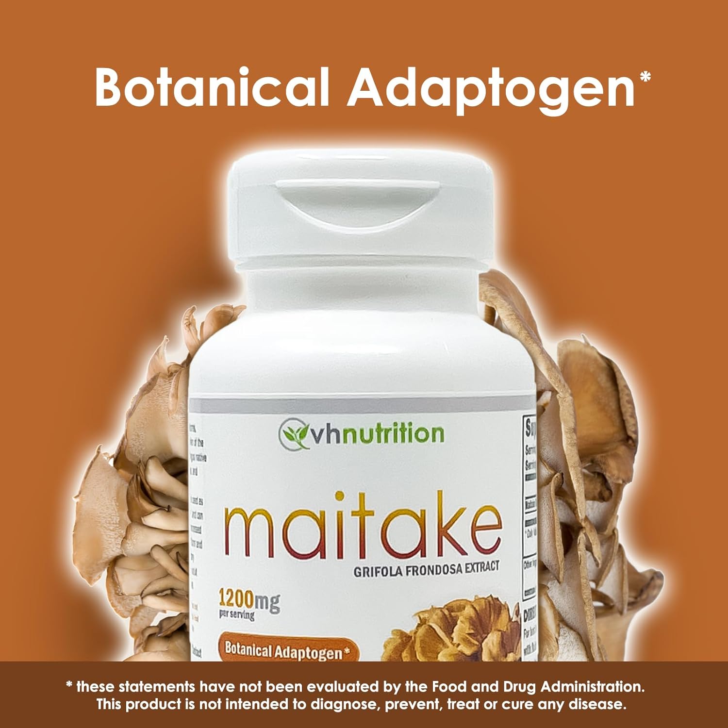 VH Nutrition MAITAKE Mushroom Capsules - 1200mg Per Serving - Immune Health Support - 60 Capsules