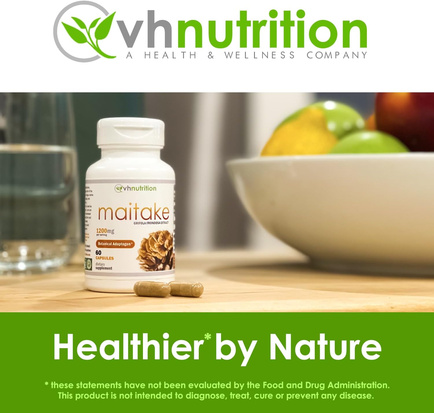 VH Nutrition MAITAKE Mushroom Capsules - 1200mg Per Serving - Immune Health Support - 60 Capsules