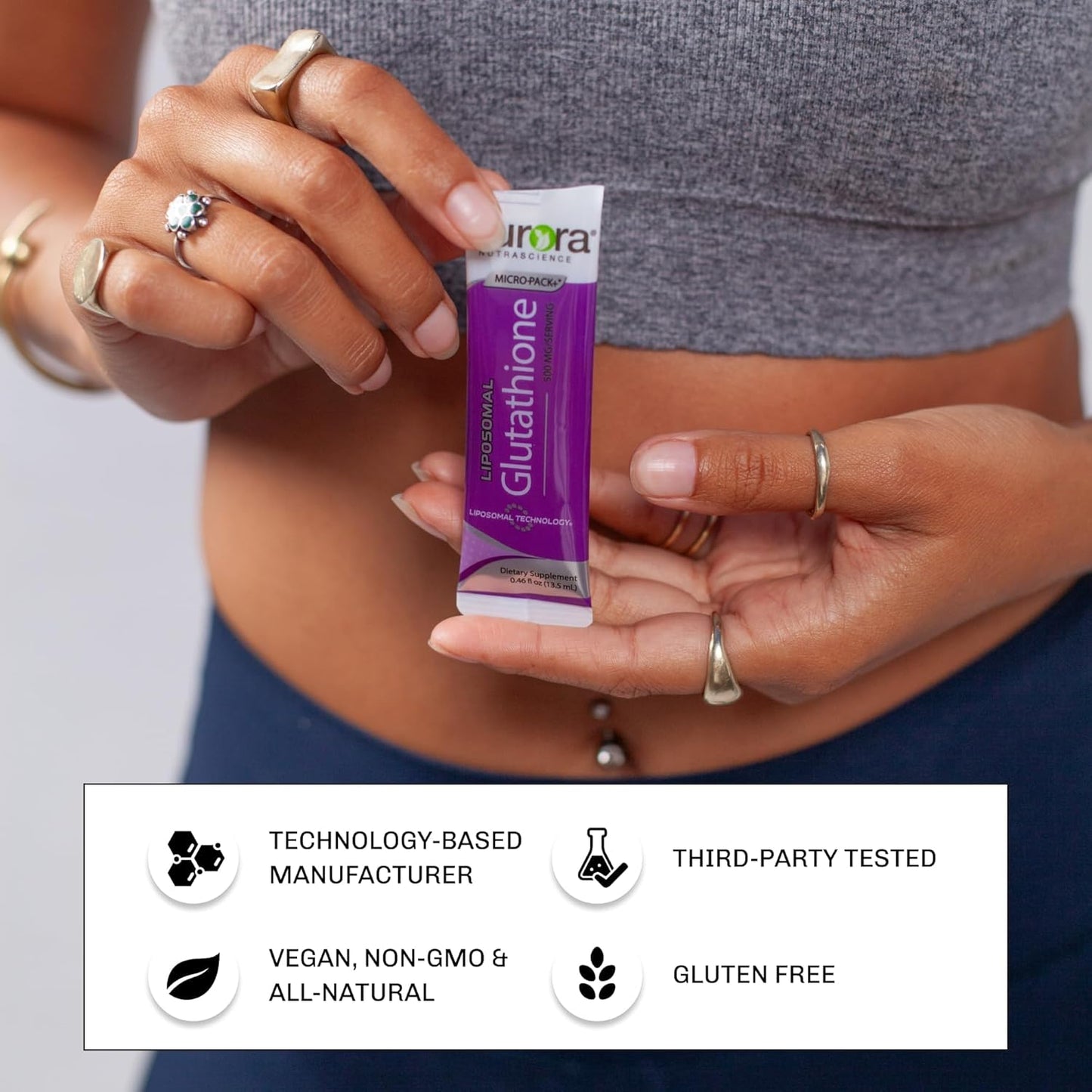 Vida Lifescience Aurora Nutrascience Micro-Liposomal Liquid Glutathione- Immune Support, Antioxidant- 500mg per Serving- 10 Packets- Gluten Free- Non-GMO- Sugar-Free- 4.6 fl oz