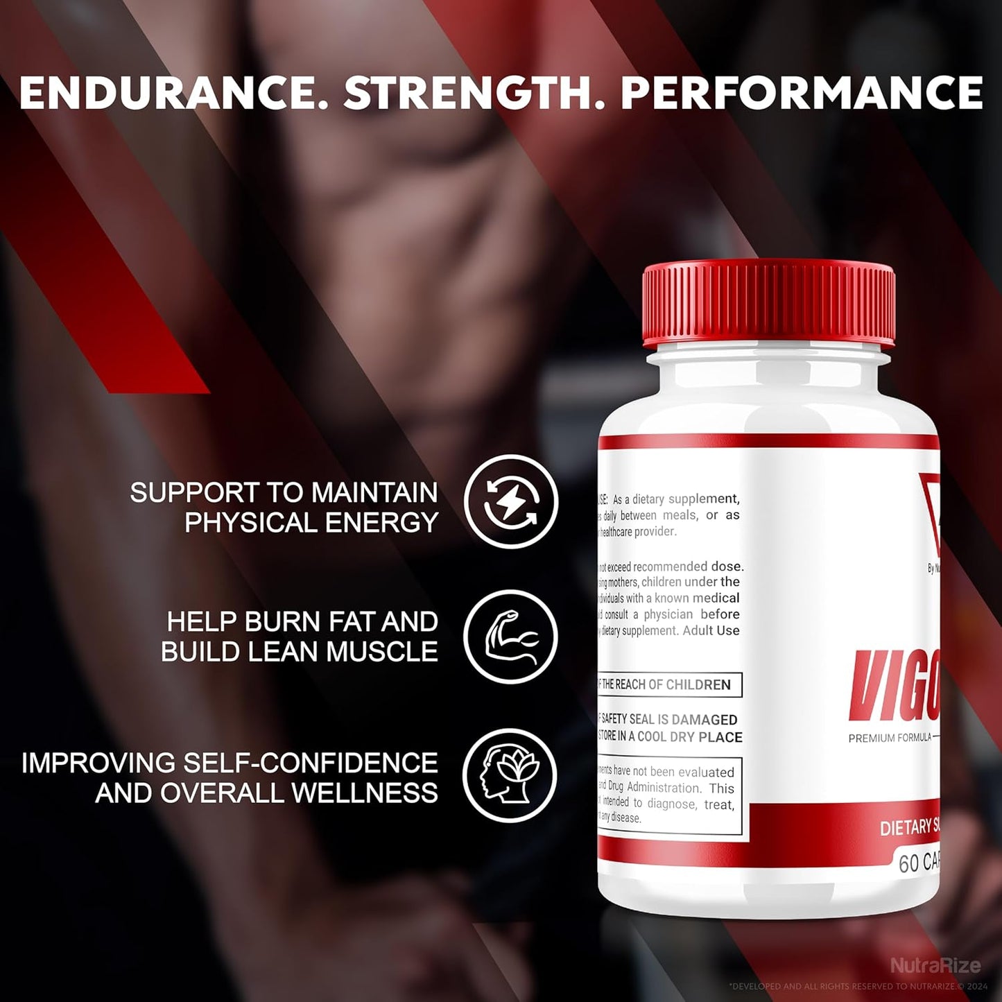 Vigor 8 Male Enhancement Formula 3-Pack - Test Boost & Stamina Booster with Horny Goat Weed & Tongkat Ali (180 Capsules)