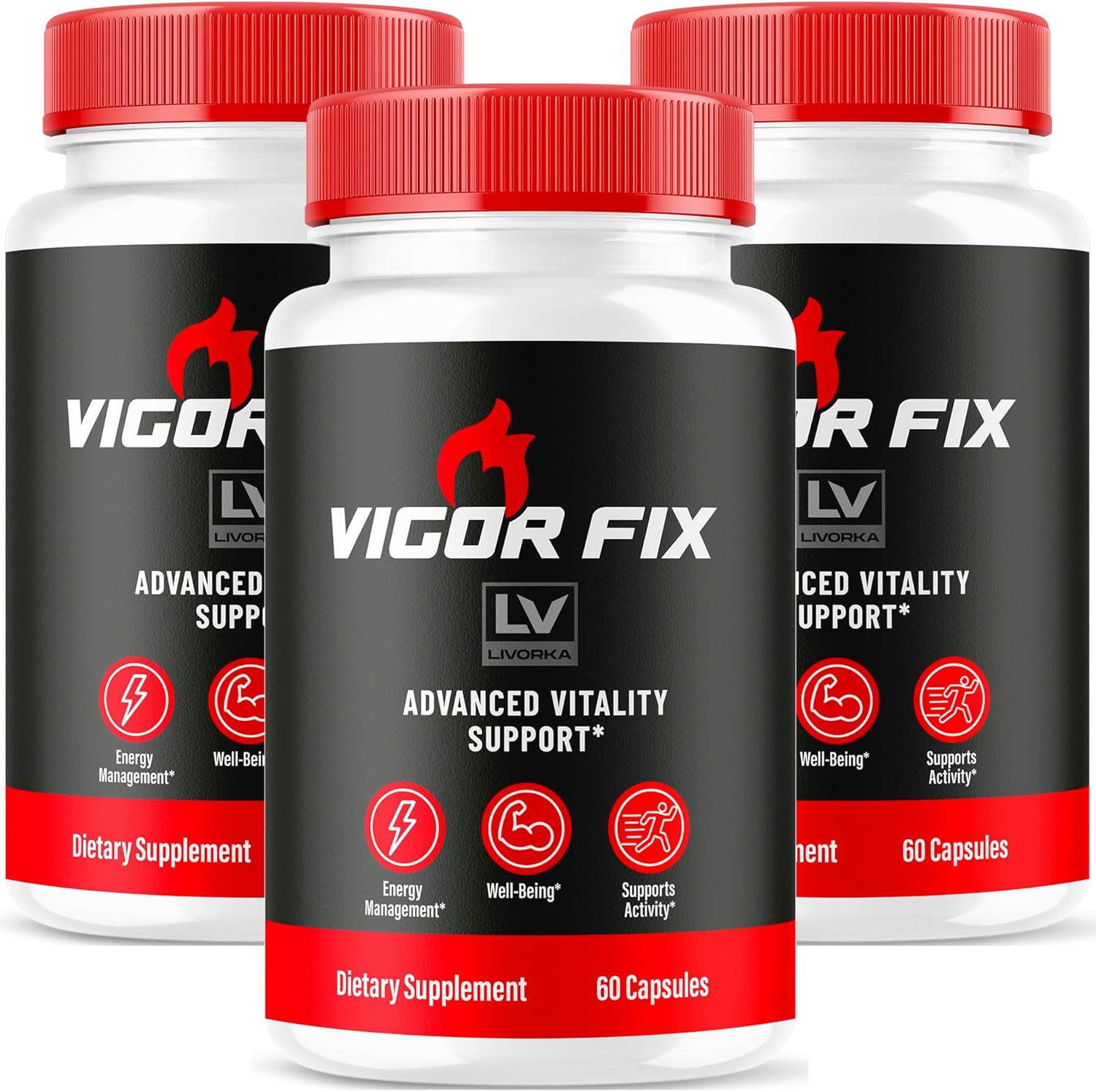 Vigor Fix Supplement 3 Pack - Advanced Formula with Vitamins for 3 Months Supply