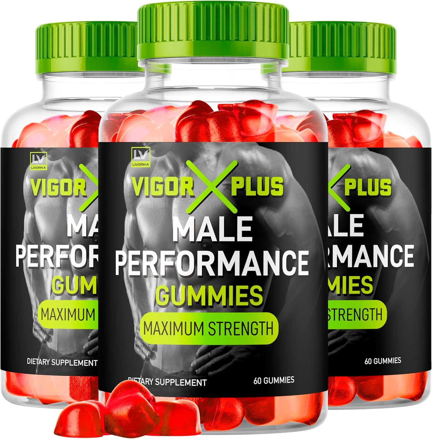 Vigor Plus Gummies for Men 3 Pack - Advanced Formula Supplement with 90 Gummies for 3 Month Supply