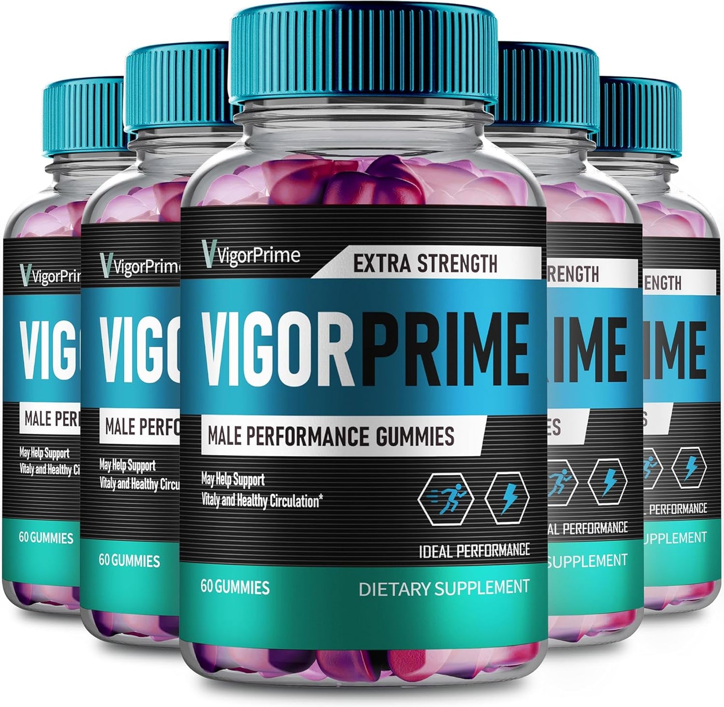 VigorPrime Men's Gummies - Maximum Strength All Natural Support (5 Pack)