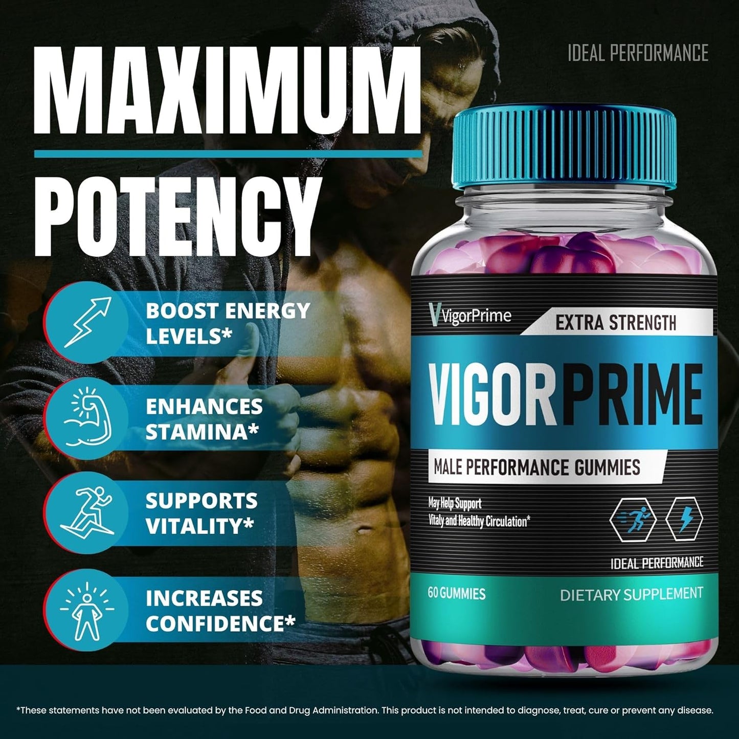 VigorPrime Men's Gummies - Maximum Strength All Natural Support (5 Pack)