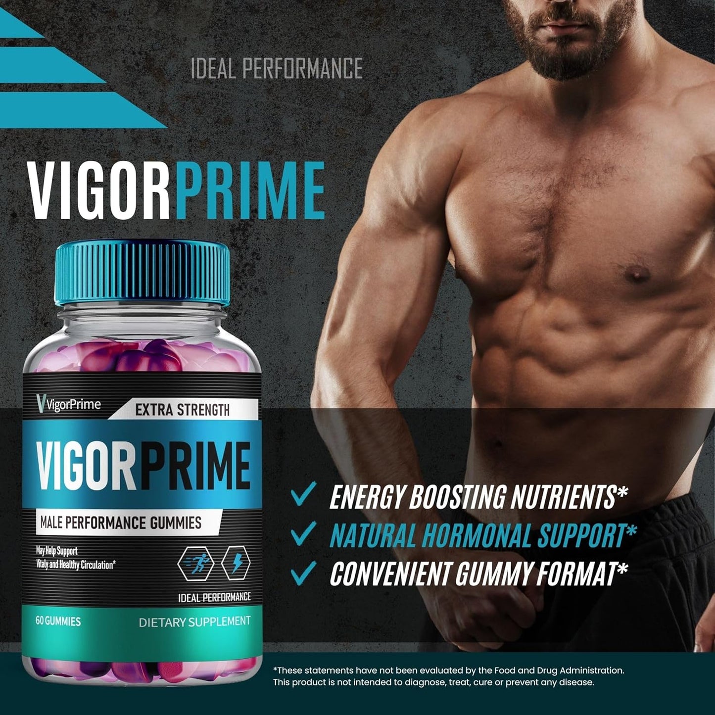 VigorPrime Men's Gummies - Maximum Strength All Natural Support (5 Pack)