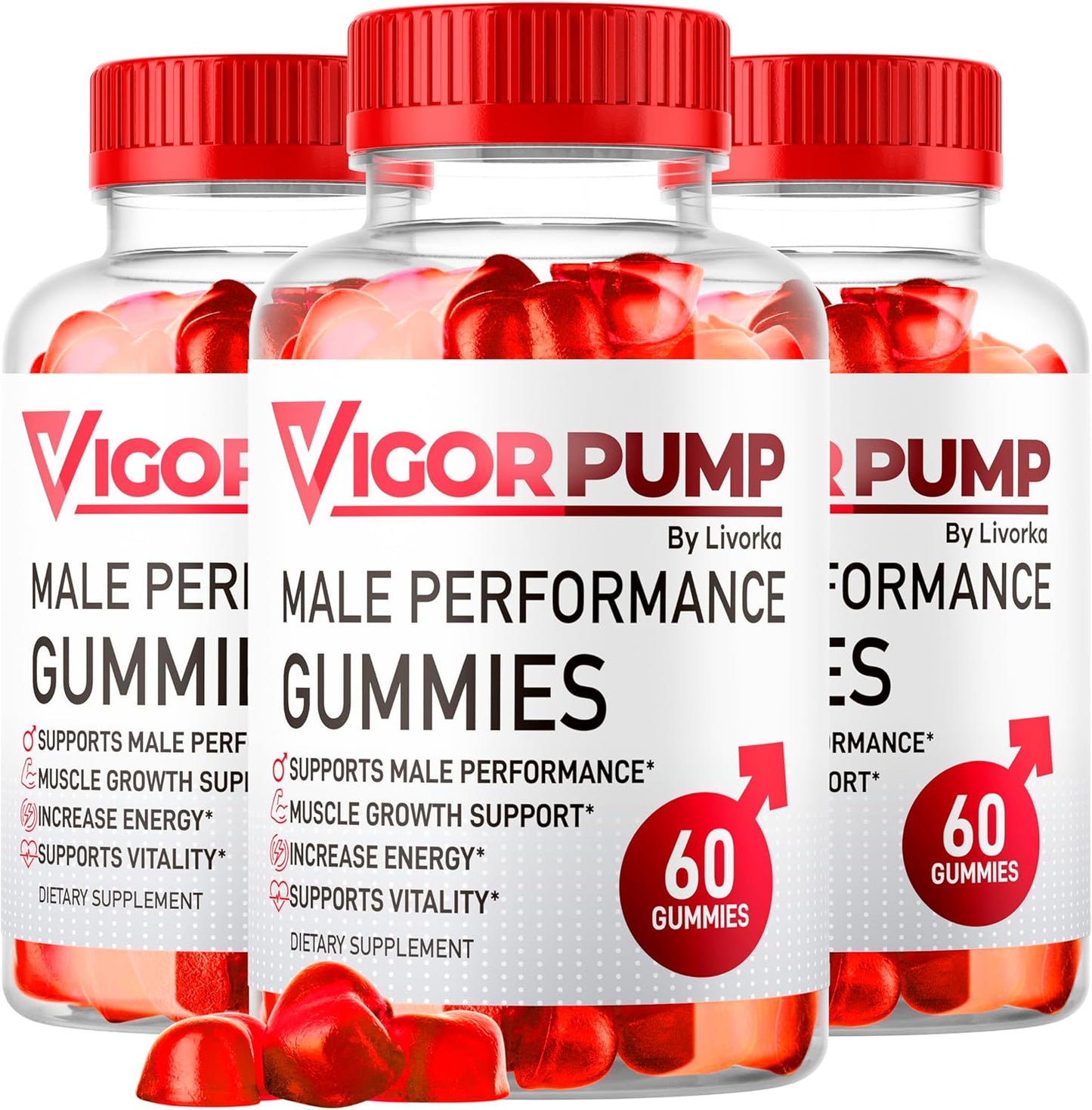 VigorPump Male Gummies (3 Pack) - Advanced 2025 Formula for Men, 180 Gummies for 3 Months of Energy Boost
