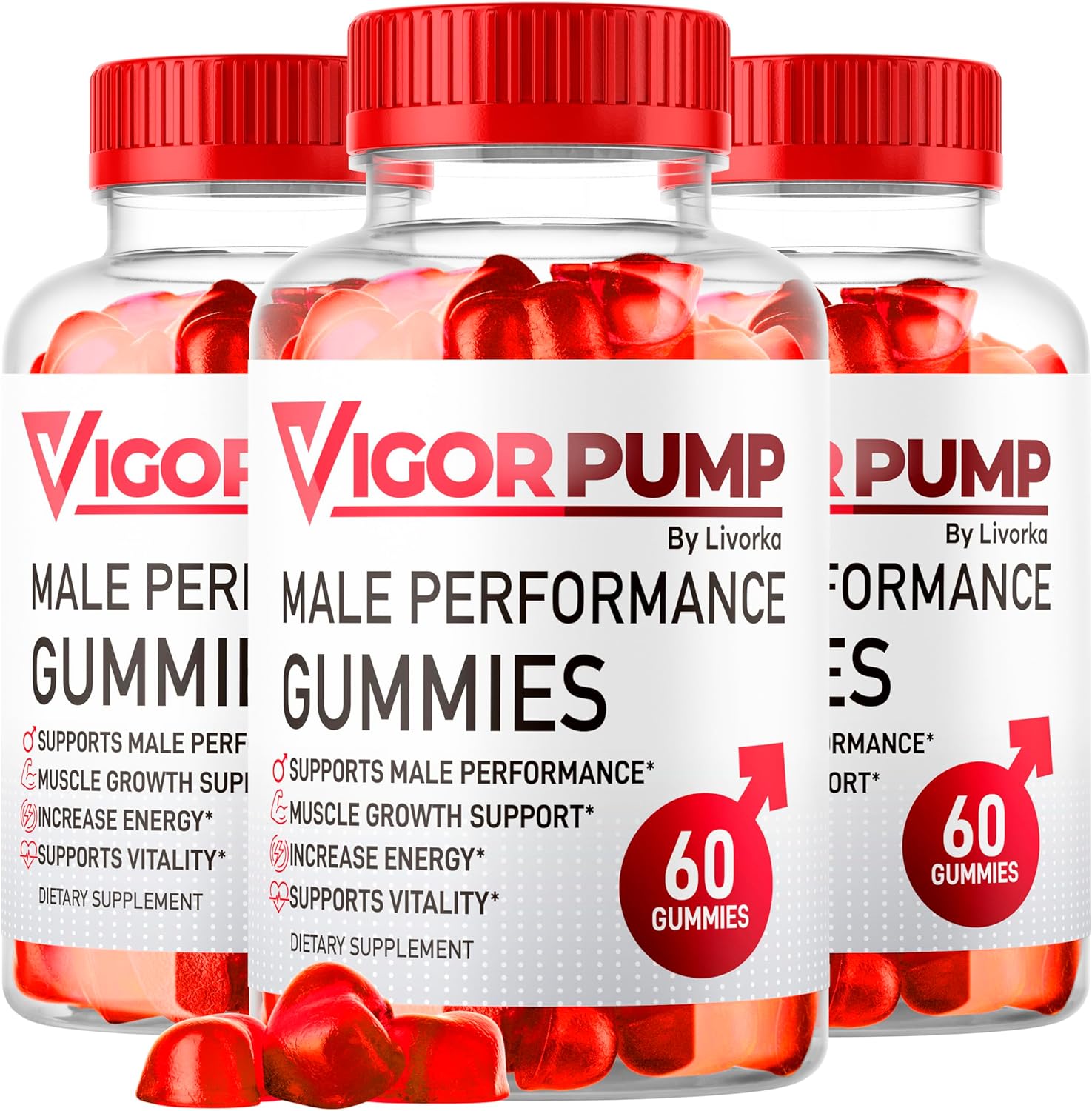 VigorPump Male Gummies (3 Pack) - Advanced 2025 Formula for Men, 180 Gummies for 3 Months of Energy Boost