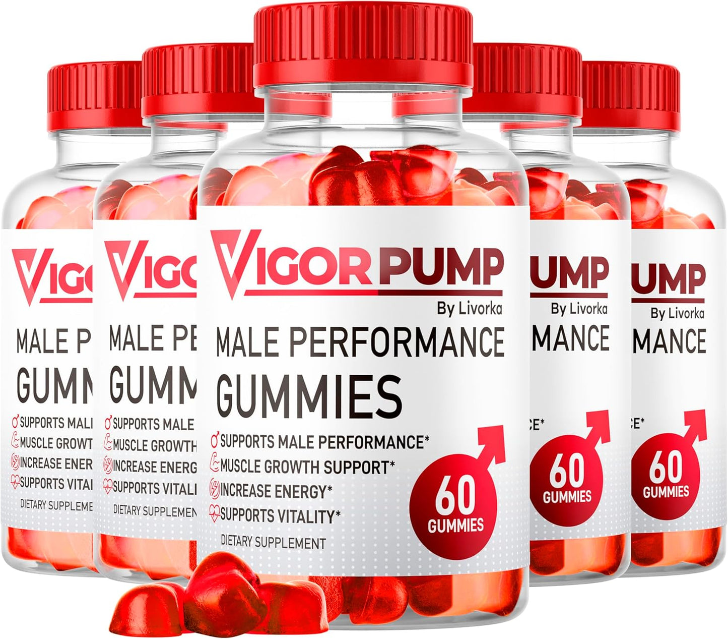 VigorPump Male Gummies 5-Pack - Advanced 2025 Formula for Men, 300 Gummies for 5 Months of Energy Boost