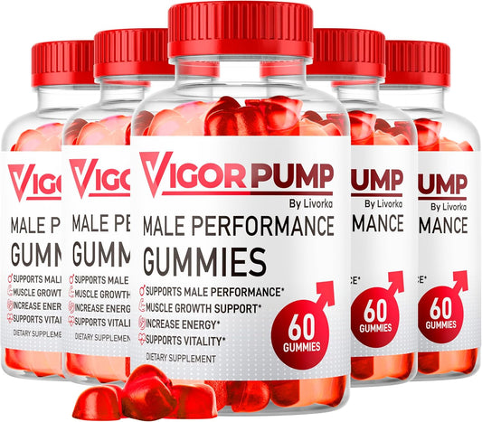 VigorPump Male Gummies 5-Pack - Advanced 2025 Formula for Men, 300 Gummies for 5 Months of Energy Boost