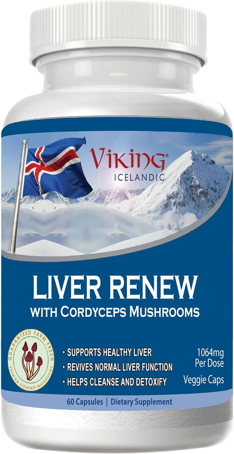 Viking Liver Renew Icelandic - Mushroom Blend Liver Health Support Formula - 60 Veg Capsules