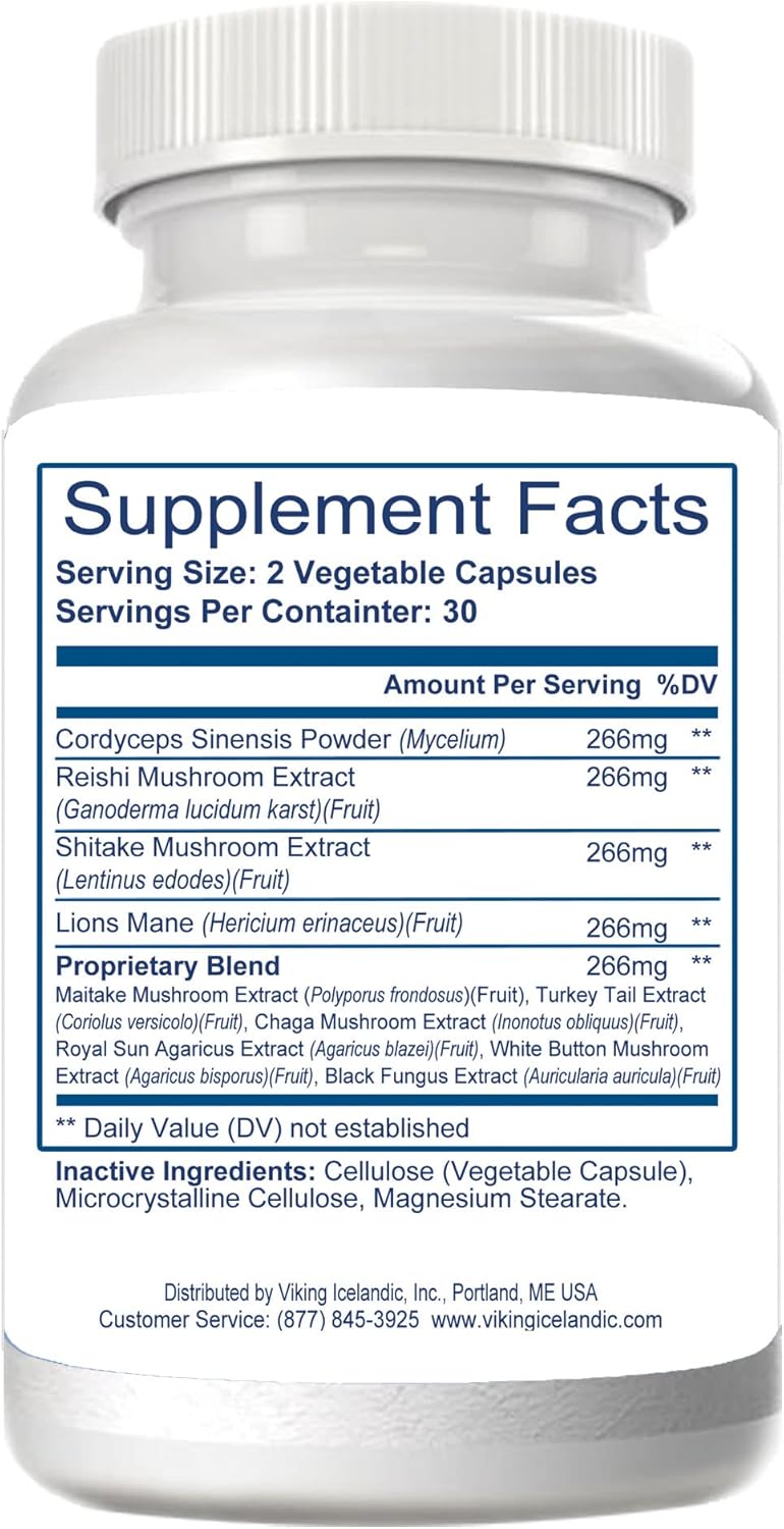 Viking Liver Renew Icelandic - Mushroom Blend Liver Health Support Formula - 60 Veg Capsules