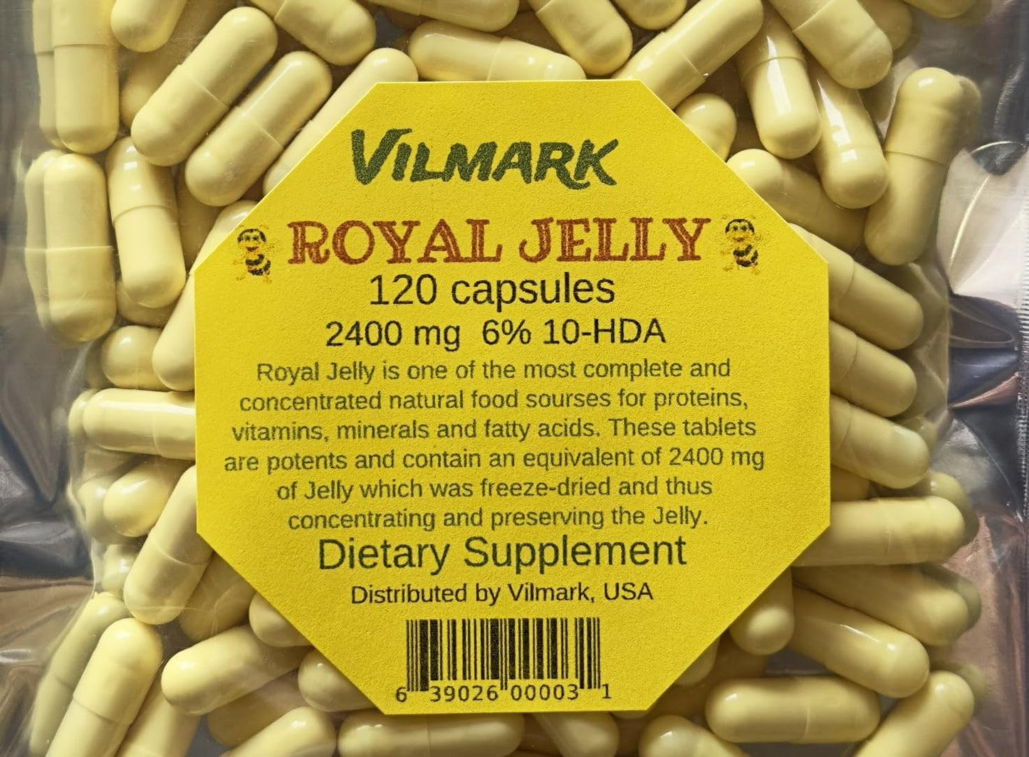 Vilmark Royal Jelly Capsules - 2400 mg Non GMO Gluten Free Supplement
