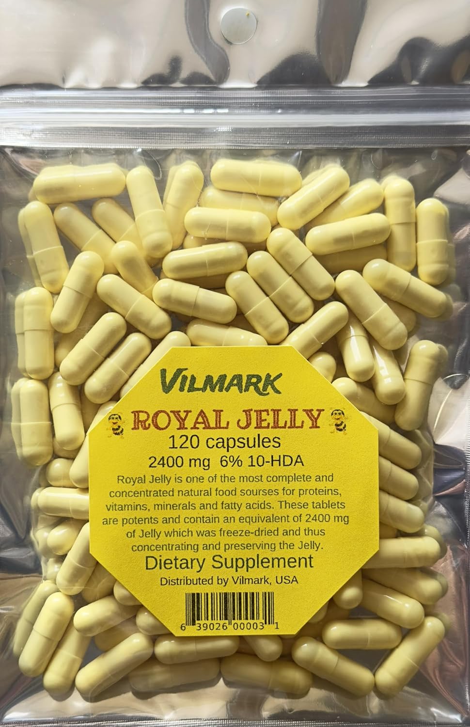 Vilmark Royal Jelly Capsules - 2400 mg Non GMO Gluten Free Supplement