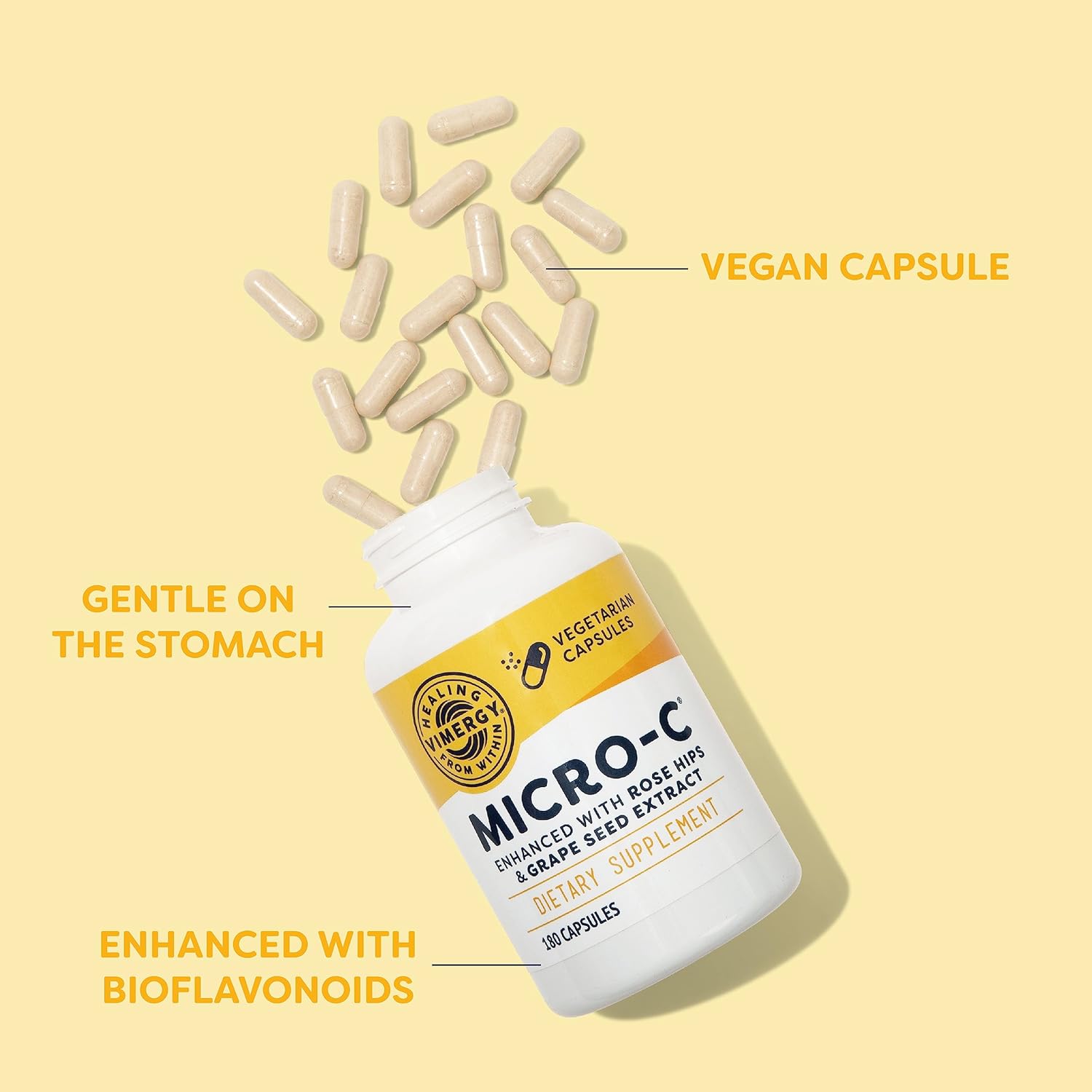 Vimergy Micro-C® Capsules - Immune Health Support - Collagen Production Booster - Joint & Bone Health - Kosher, Vegan, Gluten-Free - 180 Regular Size Capsules - BoostGo Australia
