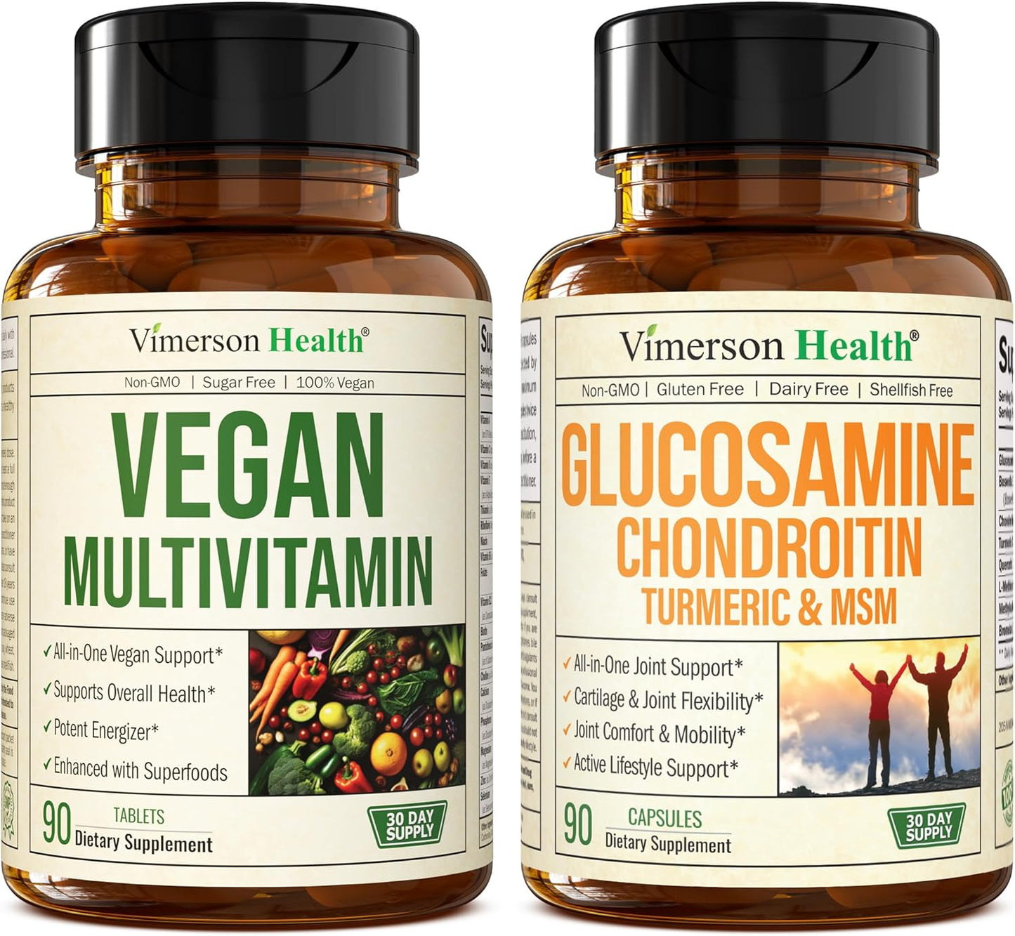 Vimerson Health Vegan Multivitamins with Glucosamine Chondroitin MSM for Joint Support - Women and Men's Supplement