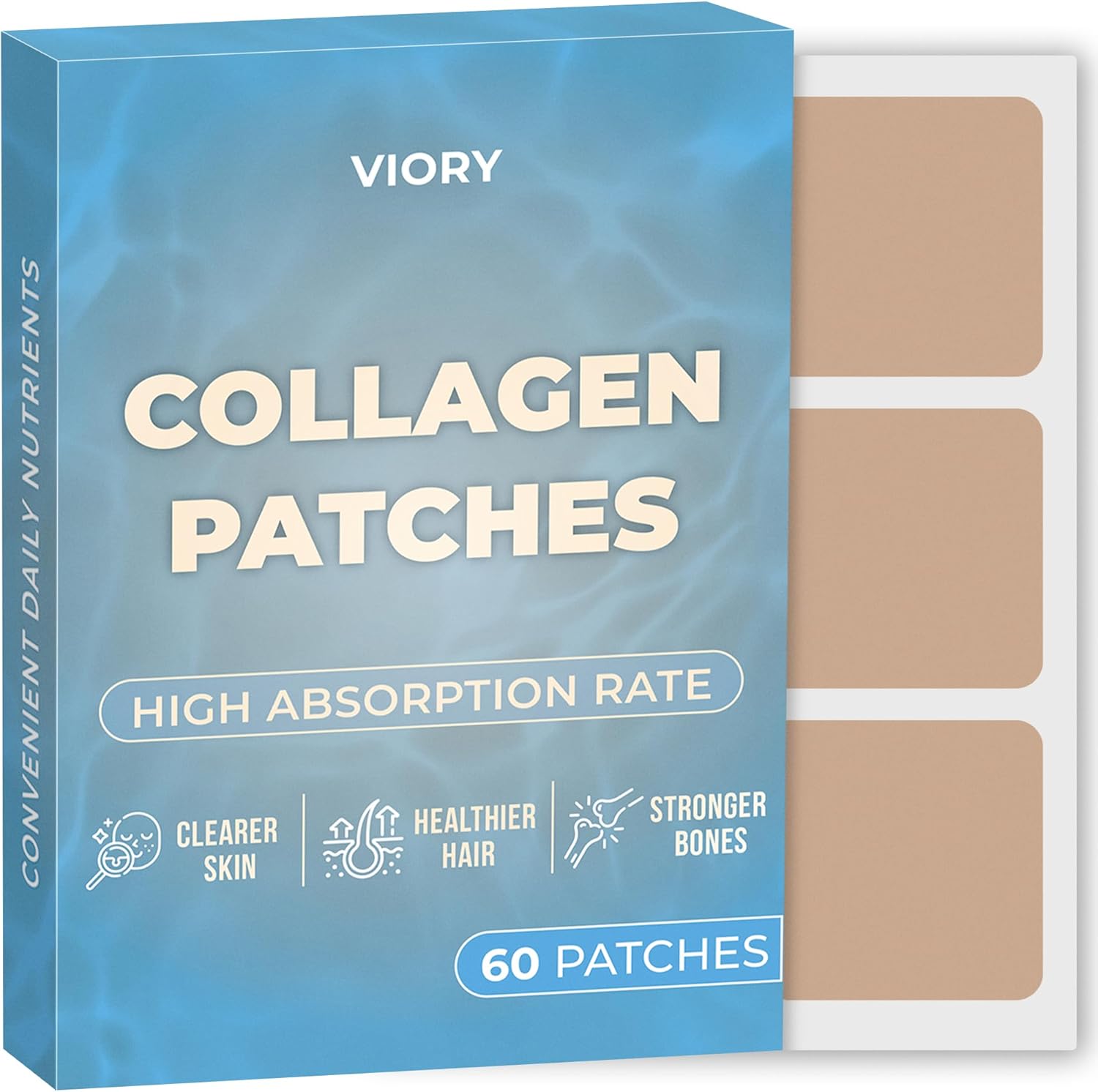 VIORY Collagen Patches (60-Pack) for Body & Skin Support with Glutathione - Natural Firming and Energy Boost Formula