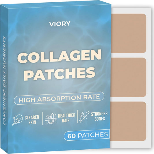 VIORY Collagen Patches (60-Pack) for Body & Skin Support with Glutathione - Natural Firming and Energy Boost Formula